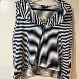 J. Crew Blue and White Striped Blouse